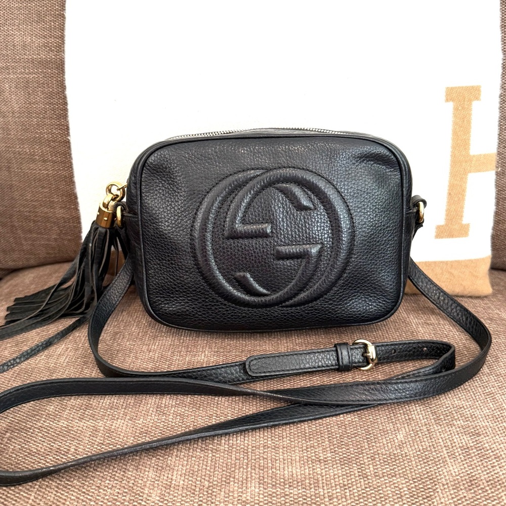 Gucci authentic disco soho crossbody bag black leather small size tassels - Picture 3 of 16